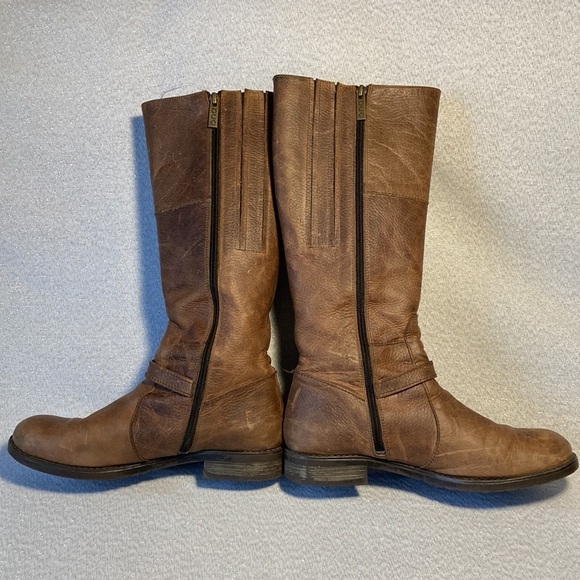 DUO Distressed Brown leather knee high riding boots Size 42 US 9-9.5 - Picture 6 of 11
